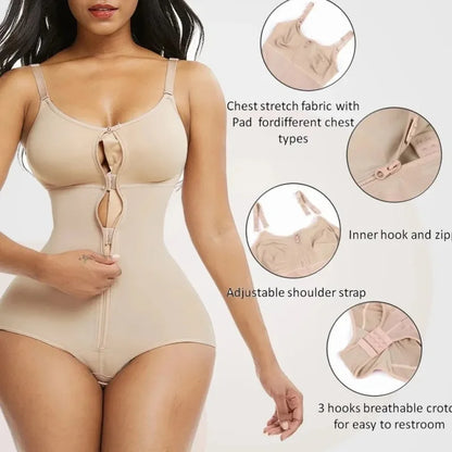 Women'S Slimming Siamese Underwear Bodysuit Body Shaper Waist Shaper Shapewear Postpartum Recovery Slim Zip and Hook Corset