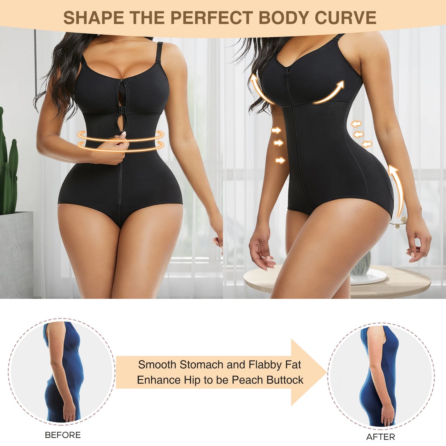 Women'S Slimming Underwear Bodysuit Corset Body Shaper Waist Shaper Shapewear Woman Post-Surgical Slimming Zip Hook Stage 3Fajas